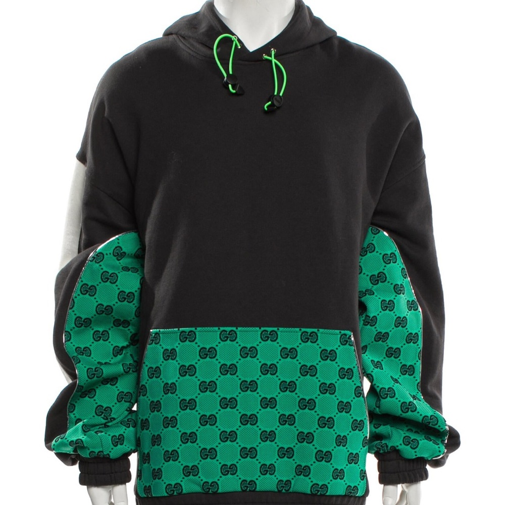 Gucci Black and Green Sweatshirt monogram with Modern Color Block Design
